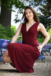 Tango-Wendekleid „Die Verspielte“ weinrot und hellblau