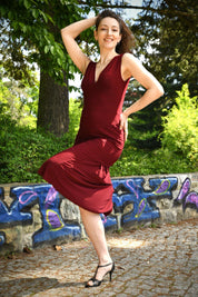 Tango-Wendekleid „Die Verspielte“ weinrot und hellblau