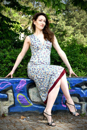 Tango-Wendekleid „Die Verspielte“ weinrot und hellblau