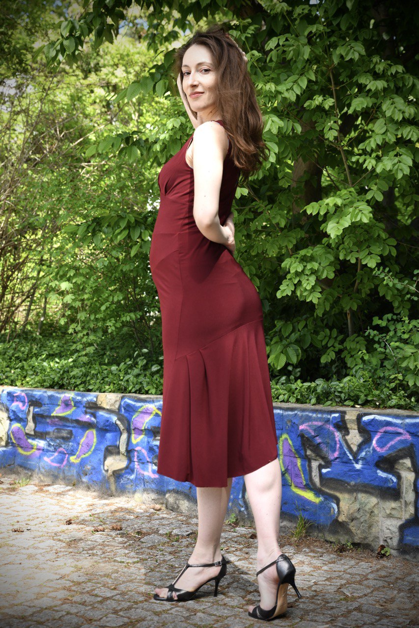 Tango-Wendekleid „Die Verspielte“ weinrot und hellblau