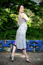 Tango-Wendekleid „Die Verspielte“ weinrot und hellblau