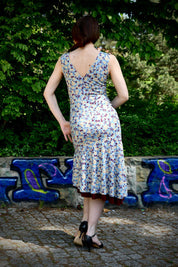 Tango-Wendekleid „Die Verspielte“ weinrot und hellblau