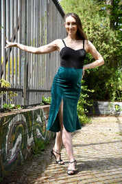Schwarz-smaragdgrünes Tangokleid (S)