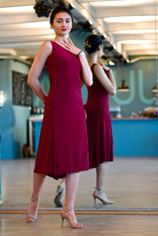 Tango-Wendekleid „Die Unschuldige“ weinrot & glitzernd bordeauxrot