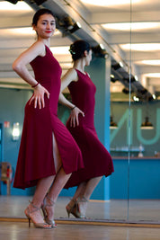 Tango-Wendekleid „Die Unschuldige“ weinrot & glitzernd bordeauxrot