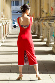 Tango Kleid „Die Süße“ rot & grau gemustert