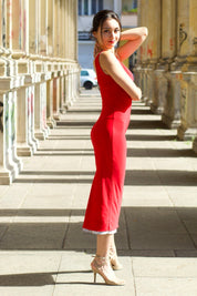 Tango Kleid „Die Süße“ rot & grau gemustert