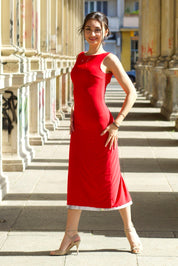 Tango Kleid „Die Süße“ rot & grau gemustert