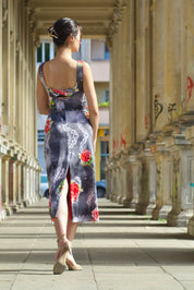Tango Kleid „Die Süße“ rot & grau gemustert