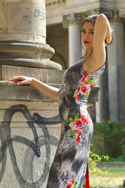 Tango Kleid „Die Süße“ rot & grau gemustert