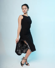 Tango-Wendekleid „Die Unschuldige“ schwarz & schwarz-weißer Druck mit Glitzer