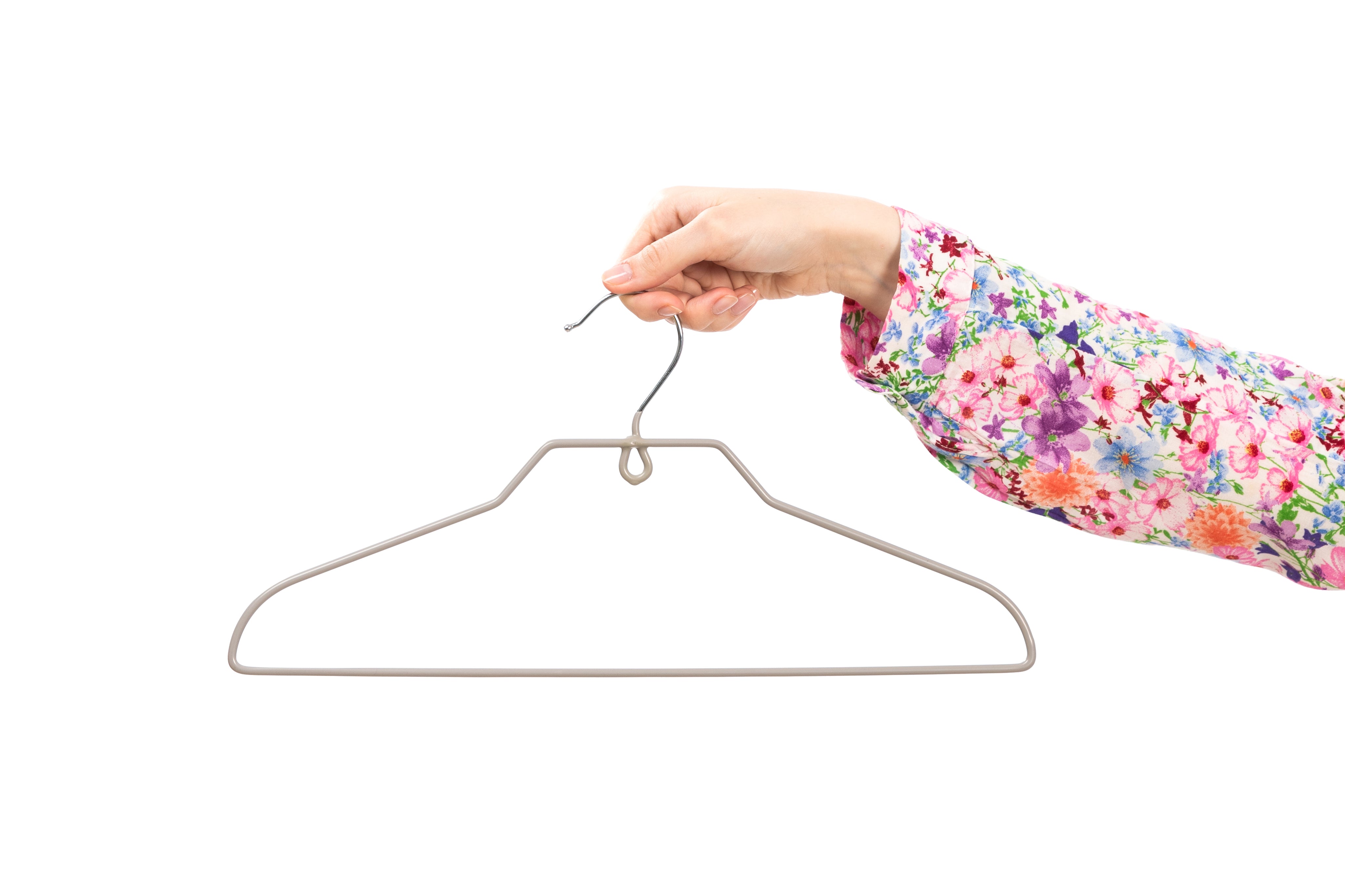 front-view-female-hand-lady-colorful-flower-designed-shirt-holding-silver-hang-white.jpg