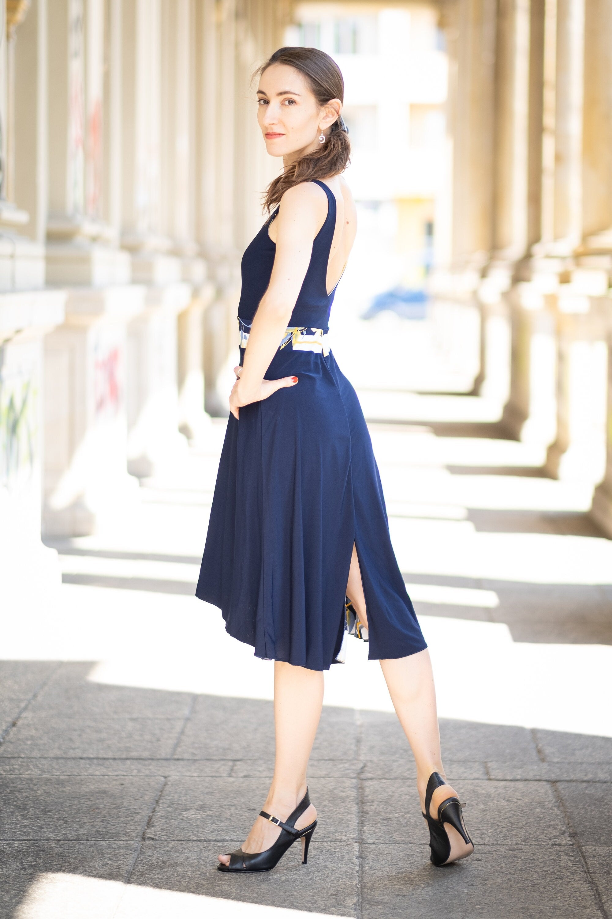 Tango-Wendekleid „Die Romantische“ Denim&Blumen-Geometrie