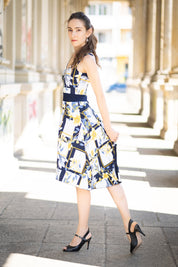 Tango-Wendekleid „Die Romantische“ Denim&Blumen-Geometrie