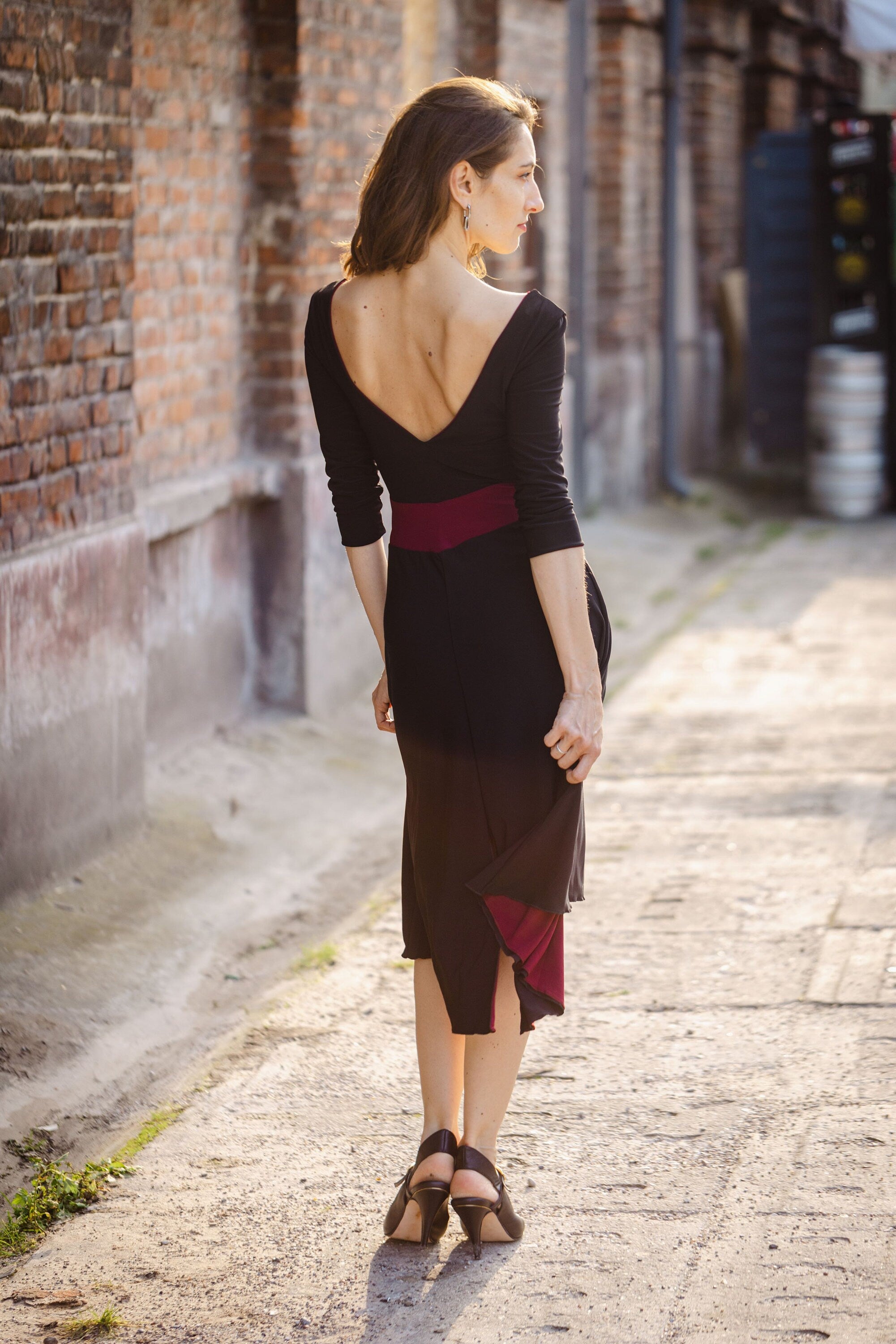 tango dress Black Plus Size Latin-Rhythm-Tango L Model on the picture is 170cm tall and wearing size XS. Tango Dress Rita SM8020 Marsala