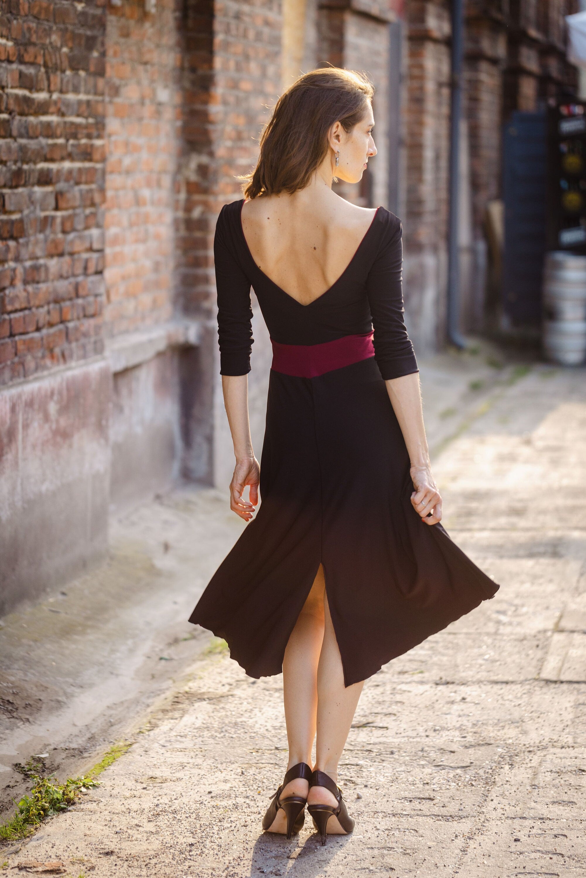 Reversible Tango Dress "The Traditional" black & cherry